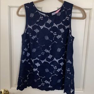 Lily Pulitzer top, szM, blue and white top
